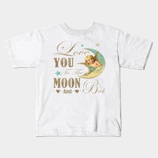 Preppy Vintage Retro Angel moon typography Kids T-Shirt